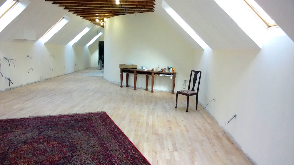 March update. New window fitted and work now moving forwards downstairs in the gallery space.