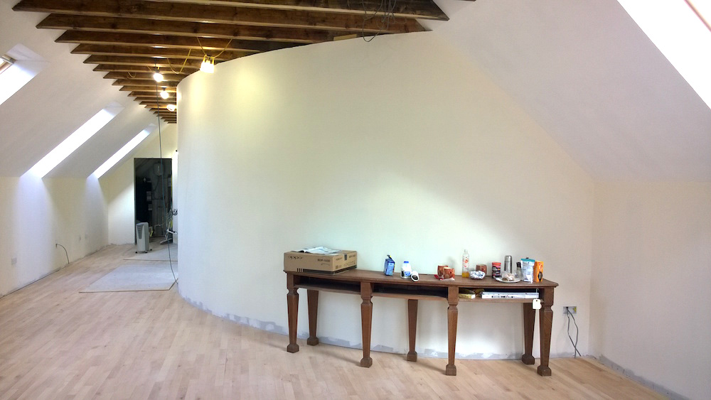 March update. New window fitted and work now moving forwards downstairs in the gallery space.