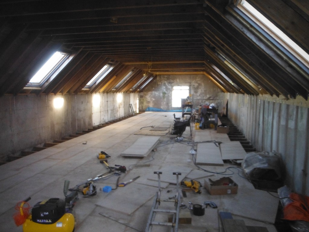 Started to lay the reclaimed floor from Kelvin Hall, Glasgow gym.